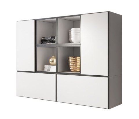 Cama MEBLE Zestaw ROCO 19 (4xRO3 + 4xRO6) biały/ czarny/ biały