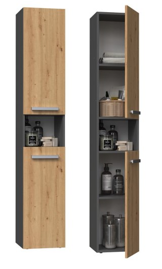TOP E SHOP Szafka łazienkowa NEL I 31x30xH174 antracyt/artisan