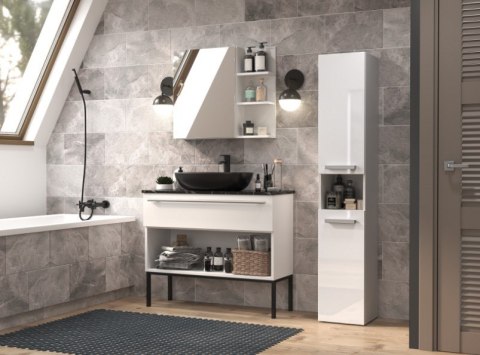 TOP E SHOP Szafka łazienkowa NEL III 31x30xH174 biel połysk