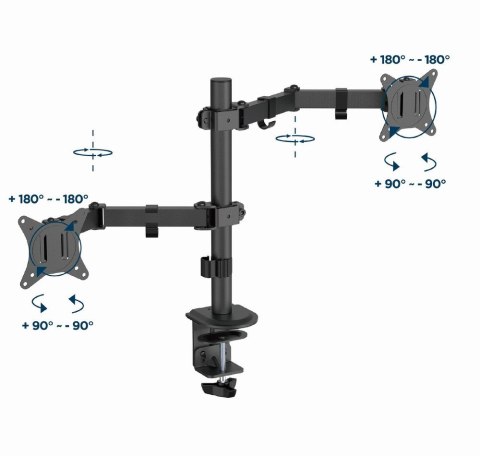 GEMBIRD GEMBIRD BIURKOWE REGULOWANE RAMIĘ/UCHWYT NA 2 MONITORY 17-32, VESA 100X100MM, DO 9 KG
