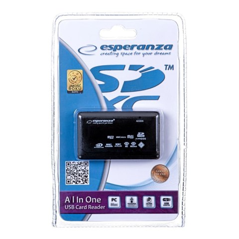 Esperanza Czytnik kart Esperanza EA117 (Zewnętrzny; Memory Stick Duo, MicroSD (przez adapter), MMC, SD, SDHC, SDXC) Esperanza Czytnik kart Esperanza EA117 (Zewnętrzny; Memory Stick Duo, MicroSD (przez adapter), MMC, SD, SDHC, SDXC)