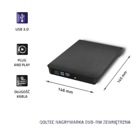 Qoltec QOLTEC NAGRYWARKA DVD-RW ZEWNĘTRZNA | USB 3.0 | CZARNA Qoltec QOLTEC NAGRYWARKA DVD-RW ZEWNĘTRZNA | USB 3.0 | CZARNA