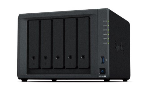 Synology NAS Synology DS1522+; Tower; 5x (3.5" SATA HDD); AMD Ryzen R1600; 8 GB DDR4 ECC SODIMM (max. 32GB), 4 x 1GbE RJ-45