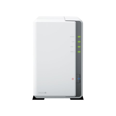 Synology NAS Synology DS223j; Tower; 2x (3.5" SATA HDD); Realtek RTD1619B; ,1 GB DDR4, 1x 1GbE RJ-45