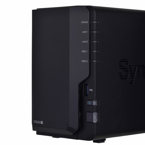 Synology NAS Synology DS224+; Tower; 2x (3.5" SATA HDD); Intel Celeron J4125;,2GB DDR4 (max. 6GB), 2x 1GbE RJ-45