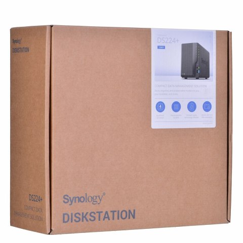 Synology NAS Synology DS224+; Tower; 2x (3.5" SATA HDD); Intel Celeron J4125;,2GB DDR4 (max. 6GB), 2x 1GbE RJ-45