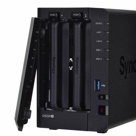 Synology NAS Synology DS224+; Tower; 2x (3.5" SATA HDD); Intel Celeron J4125;,2GB DDR4 (max. 6GB), 2x 1GbE RJ-45