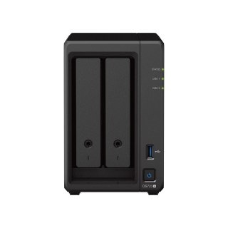Synology NAS Synology DS723+; Tower; 2x (3.5" SATA HDD); AMD Ryzen R1600;,2GB DDR4 ECC (max. 32GB), 2x 1GbE RJ-45
