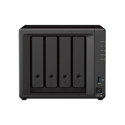 Synology NAS Synology DS923+; Tower; 4x (3.5" SATA HDD); AMD Ryzen R1600; 4 GB DDR4 ECC SODIMM (max. 32GB), 2x 1GbE RJ-45
