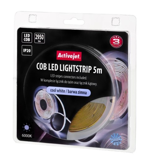 Activejet Taśma LED COB 5m barwa zimna IP20