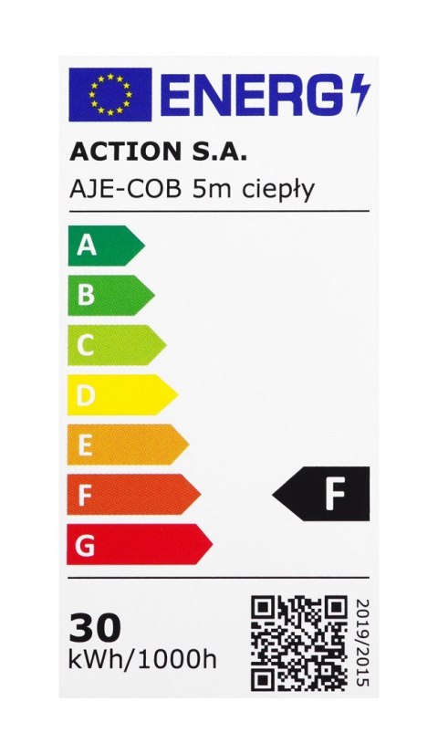 Activejet Taśma LED COB 5m barwa ciepła IP20