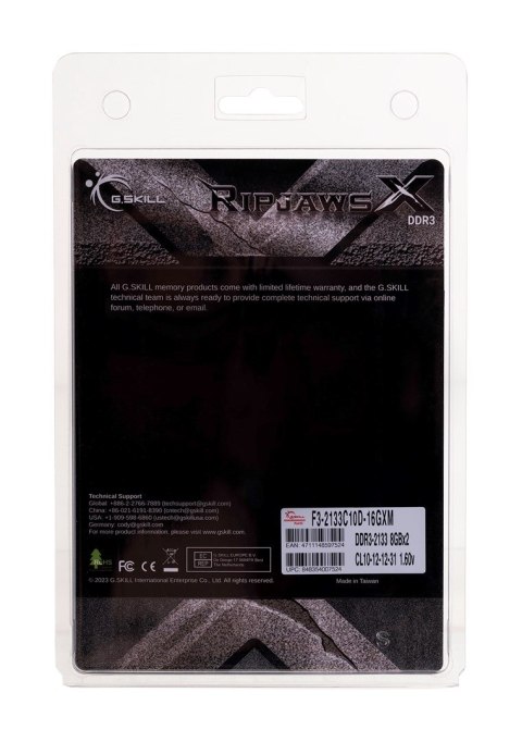 G.SKILL G.SKILL RIPJAWSX DDR3 2X8GB 2133MHZ CL10 XMP F3-2133C10D-16GXM