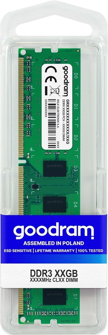 GoodRam Pamięć GoodRam GR1600D3V64L11/8G (DDR3 DIMM; 1 x 8 GB; 1600 MHz; CL11) GoodRam Pamięć GoodRam GR1600D3V64L11/8G (DDR3 DIMM; 1 x 8 GB; 1600 MHz; CL11)