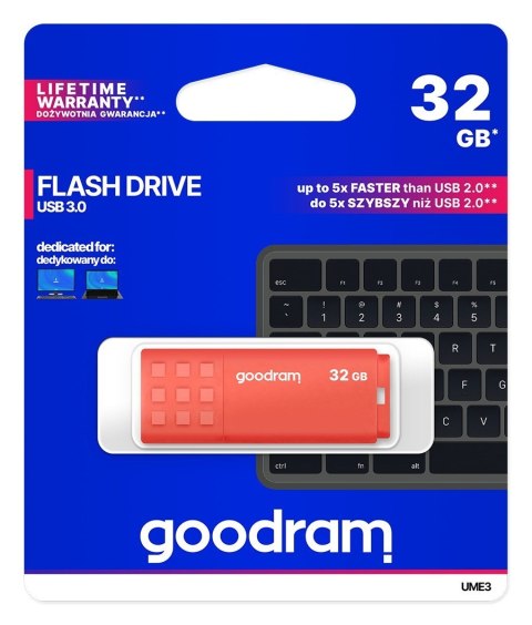 GoodRam Pendrive GoodRam UME3 UME3-0320O0R11 (32GB; USB 3.0; kolor pomarańczowy) GoodRam Pendrive GoodRam UME3 UME3-0320O0R11 (32GB; USB 3.0; kolor pomarańczowy)
