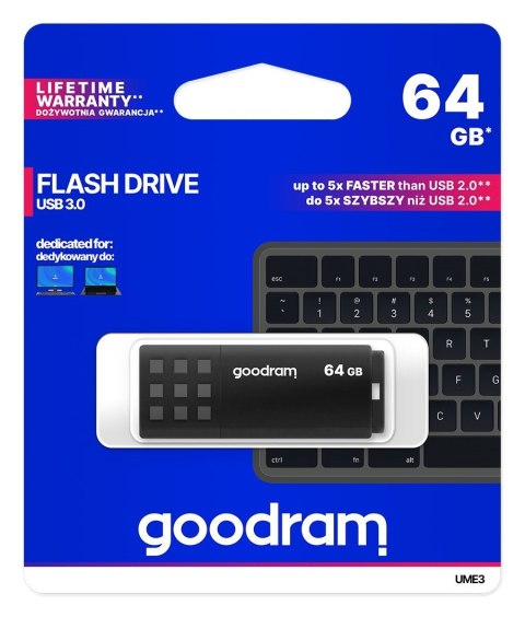 GoodRam Pendrive GoodRam UME3 UME3-0640K0R11 (64GB; USB 3.0; kolor czarny) GoodRam Pendrive GoodRam UME3 UME3-0640K0R11 (64GB; USB 3.0; kolor czarny)
