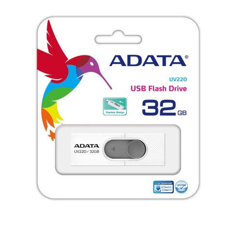 ADATA Pendrive ADATA UV220 AUV220-32G-RWHGY (32GB; USB 2.0; kolor biały) ADATA Pendrive ADATA UV220 AUV220-32G-RWHGY (32GB; USB 2.0; kolor biały)