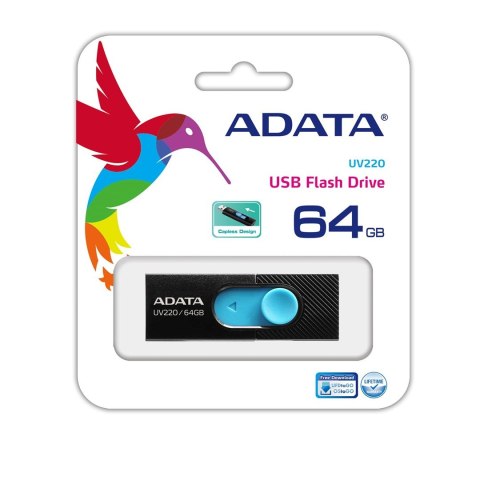 ADATA Pendrive ADATA UV220 AUV220-64G-RBKBL (64GB; USB 2.0; kolor czarny) ADATA Pendrive ADATA UV220 AUV220-64G-RBKBL (64GB; USB 2.0; kolor czarny)