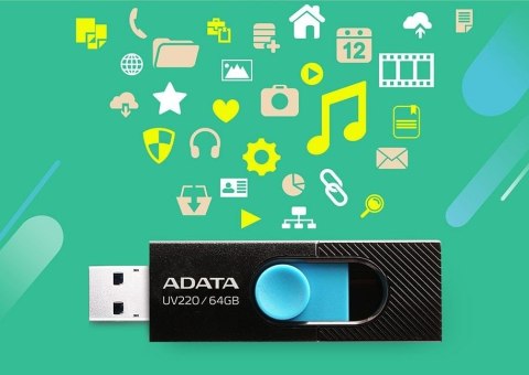 ADATA Pendrive ADATA UV220 AUV220-64G-RBKBL (64GB; USB 2.0; kolor czarny) ADATA Pendrive ADATA UV220 AUV220-64G-RBKBL (64GB; USB 2.0; kolor czarny)