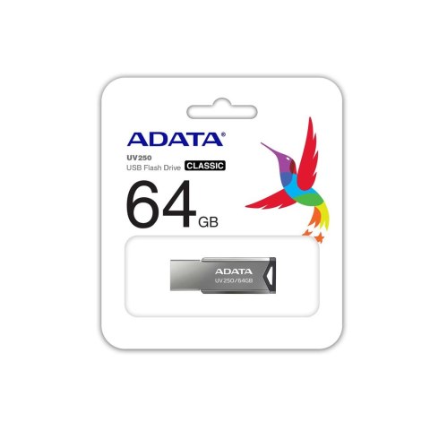 ADATA Pendrive ADATA UV250 AUV250-64G-RBK (64GB; USB 2.0; kolor srebrny) ADATA Pendrive ADATA UV250 AUV250-64G-RBK (64GB; USB 2.0; kolor srebrny)