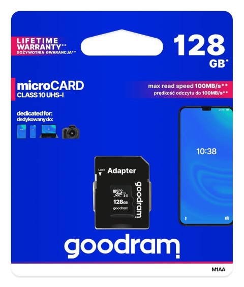 GoodRam Karta pamięci GoodRam M1AA-1280R12 (128GB; Class 10; Adapter) GoodRam Karta pamięci GoodRam M1AA-1280R12 (128GB; Class 10; Adapter)