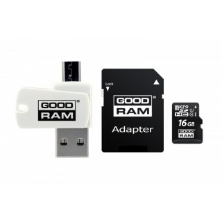 GoodRam Karta pamięci z adapterem i czytnikiem kart GoodRam All in one M1A4-0160R12 (16GB; Class 10; Adapter, Czytnik kart MicroSDHC, Ka