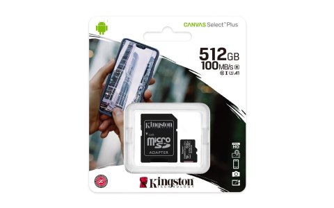 Kingston Karta pamięci z adapterem Kingston Canvas Select Plus SDCS2/512GB (512GB; Class 10, Class U1, V10; + adapter)