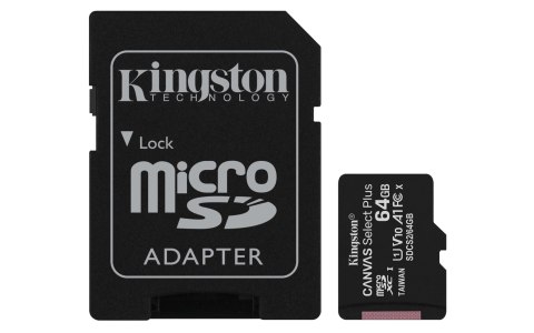 Kingston Karta pamięci z adapterem Kingston Canvas Select Plus SDCS2/64GB (64GB; Class 10, Class U1, V10; + adapter) Kingston Karta pamięci z adapterem Kingston Canvas Select Plus SDCS2/64GB (64GB; Class 10, Class U1, V10; + adapter)
