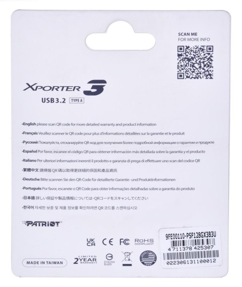 Patriot Memory PARTIOT FLASHDRIVE Xporter 3 128GB Type A USB3.2