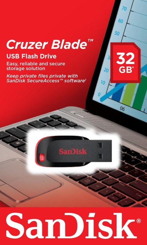 SanDisk Pendrive SanDisk CRUZER BLADE SDCZ50-032G-B35 (32GB; USB 2.0; kolor czarny) SanDisk Pendrive SanDisk CRUZER BLADE SDCZ50-032G-B35 (32GB; USB 2.0; kolor czarny)