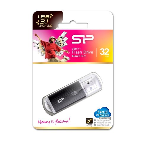 Silicon Power Pendrive Silicon Power Blaze B02 32GB USB 3.1 kolor czarny (SP032GBUF3B02V1K)