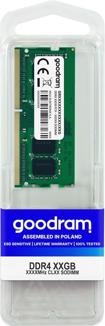 GoodRam GOODRAM SO-DIMM DDR4 16GB PC4-25600 3200MHz CL22 GoodRam GOODRAM SO-DIMM DDR4 16GB PC4-25600 3200MHz CL22