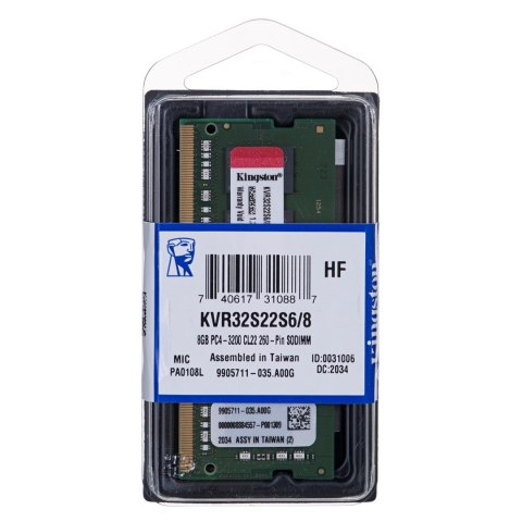 Kingston KINGSTON DDR4 SODIMM 8GB 3200MHz CL22 1Rx16 Kingston KINGSTON DDR4 SODIMM 8GB 3200MHz CL22 1Rx16