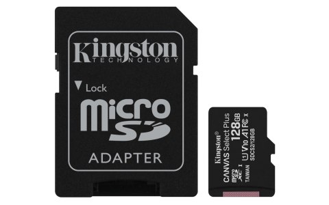 Kingston Karta pamięci z adapterem Kingston Canvas Select Plus SDCS2/128GB (128GB; Class 10, Class U1, V10; + adapter) Kingston Karta pamięci z adapterem Kingston Canvas Select Plus SDCS2/128GB (128GB; Class 10, Class U1, V10; + adapter)