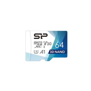 Silicon Power Karta pamięci Silicon Power microSDXC Superior Pro 64GB V30 UHS-1 U3 A1 + ADAPTER microSD-SD (SP064GBSTXDU3V20AB)