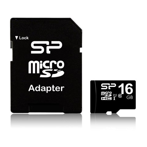 Silicon Power Karta pamięci Silicon Power microSDHC 16GB Class 10 + ADAPTER microSD-SD (SP016GBSTH010V10SP)