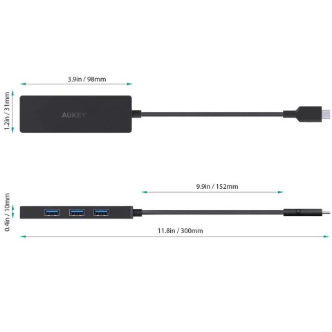 AUKEY AUKEY CB-C64 HUB USB-C SLIM 4XUSB 3.1 5GBPS OTB