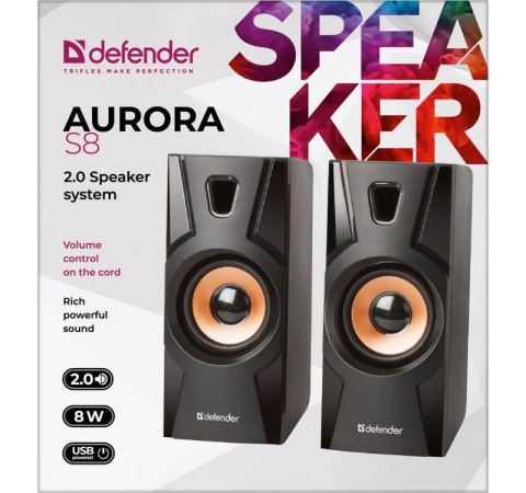 Defender DEFENDER GŁOŚNIKI AURORA S8 2.0 8W USB 65408 Defender DEFENDER GŁOŚNIKI AURORA S8 2.0 8W USB 65408