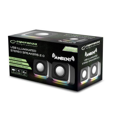 Esperanza ESPERANZA GŁOŚNIKI 2.0 USB LED RAINBOW AMBIENT EGS108
