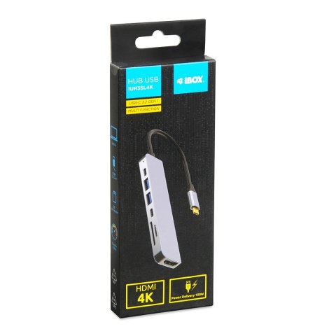 IBOX IBOX HUB USB IUH3SL4K SLIM USB3.2 HDMI 4K PD100W