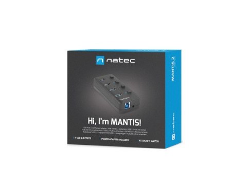NATEC Hub NATEC Mantis 2 NHU-1557 (4x USB 3.0; kolor czarny) NATEC Hub NATEC Mantis 2 NHU-1557 (4x USB 3.0; kolor czarny)