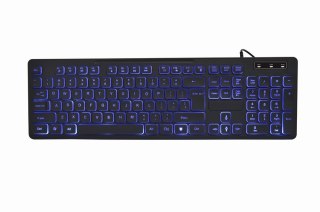 GEMBIRD GEMBIRD KLAWIATURA MULTIMEDIALNA Z TRÓJKOLOROWYM PODŚWIETLENIEM USB, US LAYOUT, CZARNA
