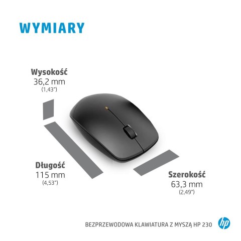 Hewlett-Packard Zestaw klawiatura + mysz HP 230 Wireless Mouse and Keyboard Combo bezprzewodowe białe 3L1F0AA Hewlett-Packard Zestaw klawiatura + mysz HP 230 Wireless Mouse and Keyboard Combo bezprzewodowe białe 3L1F0AA