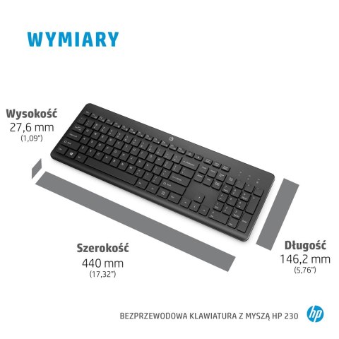 Hewlett-Packard Zestaw klawiatura + mysz HP 230 Wireless Mouse and Keyboard Combo bezprzewodowe białe 3L1F0AA Hewlett-Packard Zestaw klawiatura + mysz HP 230 Wireless Mouse and Keyboard Combo bezprzewodowe białe 3L1F0AA