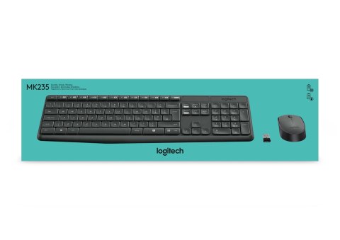 Logitech Zestaw klawiatura + mysz membranowa Logitech MK235 920-007931 (USB 3.0; kolor szary; optyczna) Logitech Zestaw klawiatura + mysz membranowa Logitech MK235 920-007931 (USB 3.0; kolor szary; optyczna)