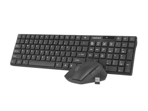 NATEC Zestaw klawiatura + mysz membranowa NATEC Stingray NZB-1440 (USB (Radio 2.4 GHz); (US); kolor czarny; optyczna; 1600 DPI, 800 DP