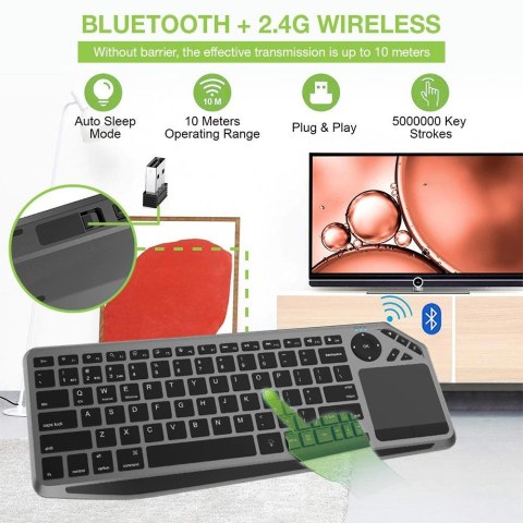 TECHly TECHLY BEZPRZEWODOWA KLAWIATURA DUALNA BT/RF TOUCH TECHly TECHLY BEZPRZEWODOWA KLAWIATURA DUALNA BT/RF TOUCH