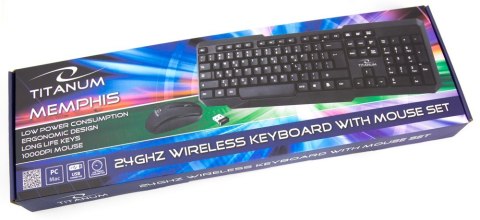 TITANUM Zestaw klawiatura + mysz TITANUM MEMPHIS TK108 (USB; (US); kolor czarny; optyczna; 1000 DPI)