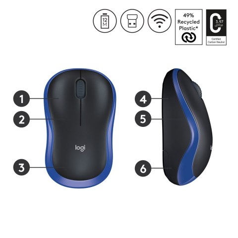 Logitech Mysz bezprzewodowa Logitech M185 910-002236 (optyczna; 1000 DPI; kolor niebieski) Logitech Mysz bezprzewodowa Logitech M185 910-002236 (optyczna; 1000 DPI; kolor niebieski)