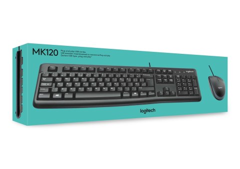 Logitech Zestaw klawiatura + mysz Logitech MK120 920-002562 (membranowa; USB 2.0; (US); kolor czarny; optyczna; 1000 DPI) Logitech Zestaw klawiatura + mysz Logitech MK120 920-002562 (membranowa; USB 2.0; (US); kolor czarny; optyczna; 1000 DPI)
