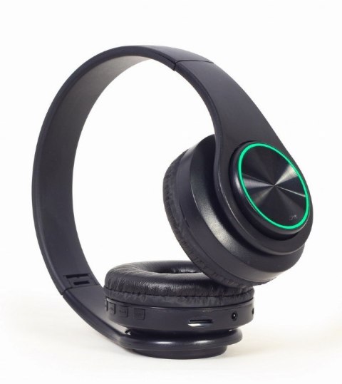 GEMBIRD GEMBIRD SŁUCHAWKI STEREOFONICZNE LED BLUETOOTH CZARNE + MIKROFON + REGULACJA